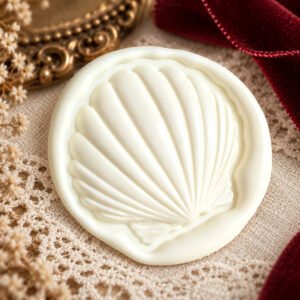 Summer Scallop wax seal impression showing a scallop shell with broad radiating ribs